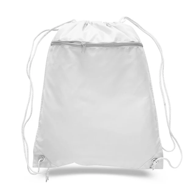 Polyester Value Drawstring Bags with Front Zippered Pocket